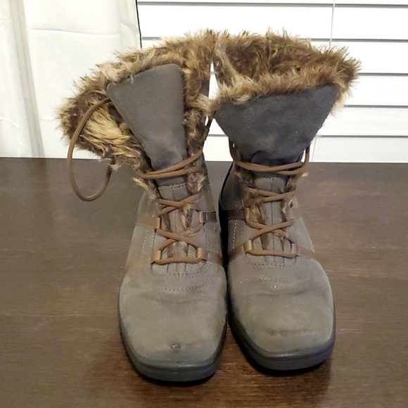ARA Magaly Gore-Tex boots  Gray with Brown  faux fur Lace front. Size 5 Women - Picture 2 of 6